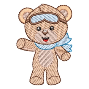 Aviator Teddy Bear (Quick Stitch) Embroidery Design