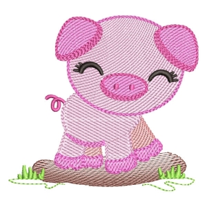 Farm Pig Embroidery Design