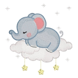 Sleepy Elephant Embroidery Design