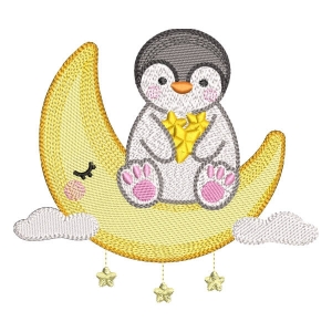 Sleepy Penguin Embroidery Design