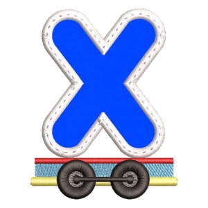 Monogram Train Letter X (Applique) Embroidery Design