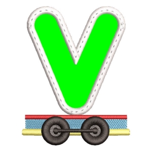 Monogram Train Letter V (Applique) Embroidery Design