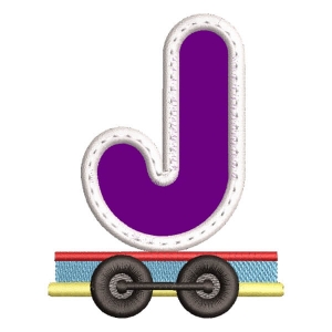 Monogram Train Letter J (Applique) Embroidery Design