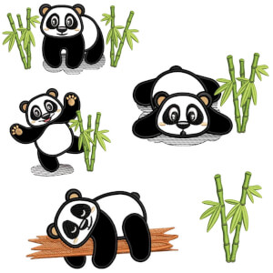 Panda Bear (Applique) Embroidery Design Pack