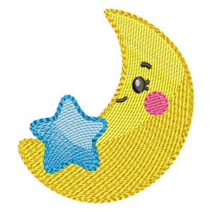 Moon with Star (Quick Stitch) Embroidery Design