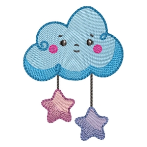 Cloud with Stars (Quick Stitch) Embroidery Design