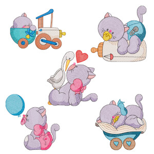 Cats (Quick Stitch) Embroidery Design Pack