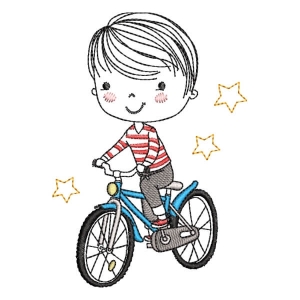 Boy on a Bike Embroidery Design