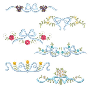 Floral Tie Embroidery Design Pack