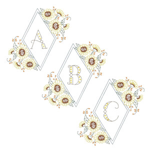 Monogram Floral Frame Embroidery design Pack