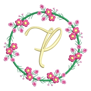 Letter P Floral Monogram Embroidery Design