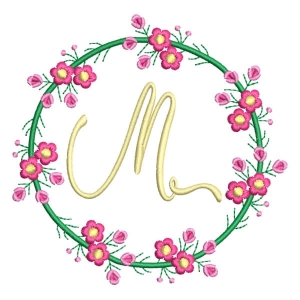 Letter M Floral Monogram Embroidery Design