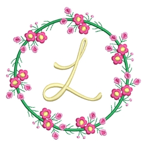 Letter L Floral Monogram Embroidery Design