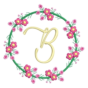 Letter B Floral Monogram Embroidery Design