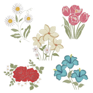 Florals (Quick Stitch) Embroidery Design Pack