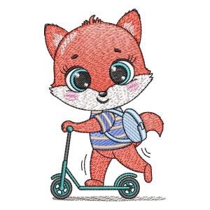 Fox on scooter (Quick Stitch) Embroidery Design