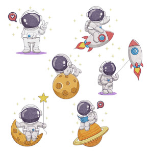 Astronaut Embroidery Design Pack