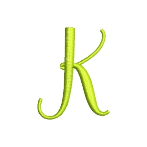 Cursive letter K Embroidery Design