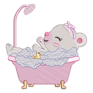 Bear in the bath Embroidery Design