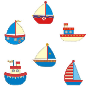 Cute Boats (applique) Embroidery Design Pack