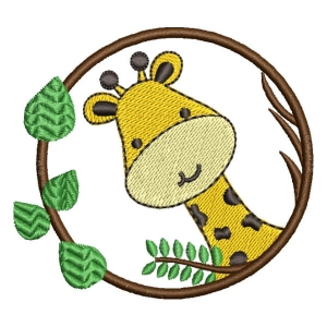 Matriz de bordado Girafa Safari em Moldura