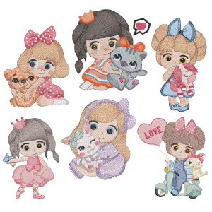Cute Girls (Quick Stitch) Design Pack