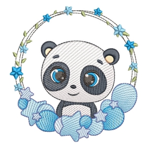 Cute Panda (Quick Stitch) Embroidery Design