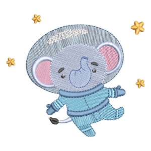 Astronaut Elephant Embroidery Design