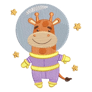 Astronaut Giraffe Embroidery Design