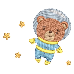 Astronaut Bear Embroidery Design