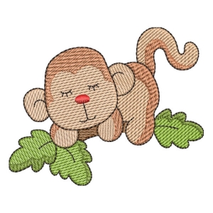 Sleeper Monkey (Quick Stitch) Embroidery Design