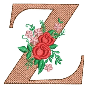 Matriz de bordado Alfabeto com Floral Letra Z (Pontos Leves)