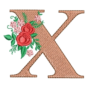 Matriz de bordado Alfabeto com Floral Letra X (Pontos Leves)