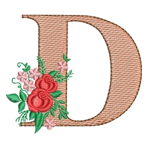 Floral Alphabet Letter D (Quick Stitch) Embroidery Design