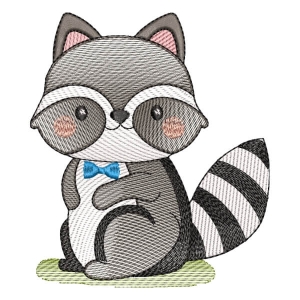 Cute Raccoon (Quick Stitch) Embroidery Design