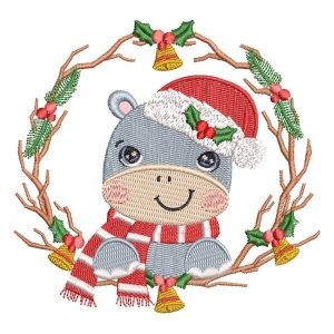 Christmas Hipoppotamus Embroidery Design