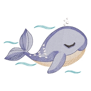 Cute Whale (Quick Stitch) Embroidery Design