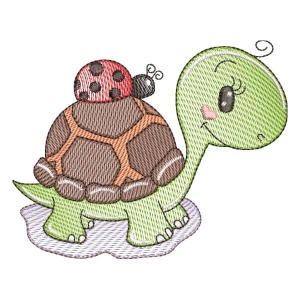 Cute Turtle and Ladybird (Quick Stitch) Embroidery Design