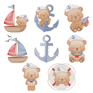 Sailor Teddy Bears (Quick Stitch) Design Pack