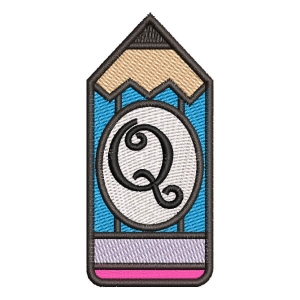 Back to School Alphabet Q Embroidery Design