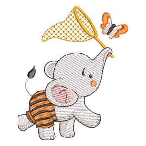 Happy Elephant (Quick Stitch) Embroidery Design