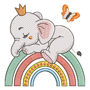 Elephant on Rainbow (Quick Stitch) Embroidery Design