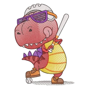 Baseball Dinossaur (Quick Stitch) Embroidery Design