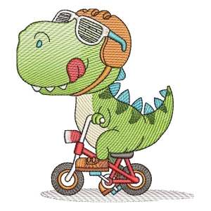 Cyclist Dinosaur (Quick Stitch) Embroidery Design