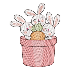 Bunnies and Carrot (Quick Stitch) Embroidery Design