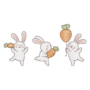 Bunnies and Carrot (Quick Stitch) Embroidery Design