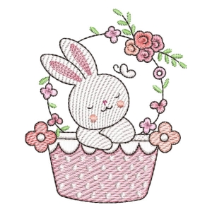 Bunny in Basket (Quick Stitch) Embroidery Design