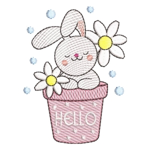 Bunny in Basket (Quick Stitch) Embroidery Design