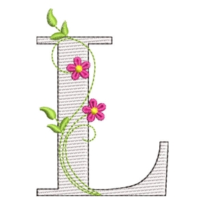 Floral Alphabet Letter L (Quick Stitch) Embroidery Design