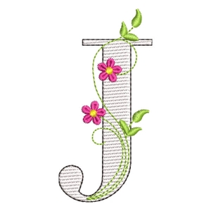 Floral Alphabet Letter J (Quick Stitch) Embroidery Design
